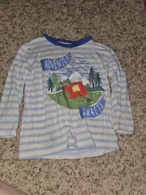 Little Sleepies Light Blue & White Striped 'Adventure Awaits' Long-Sleeve Tee